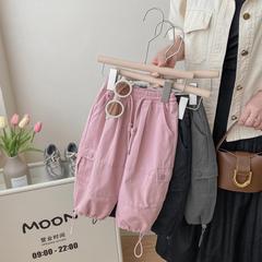 新款韩版女童t 裤子春秋装儿童宽松休闲裤女宝宝洋气酷时髦工装裤
