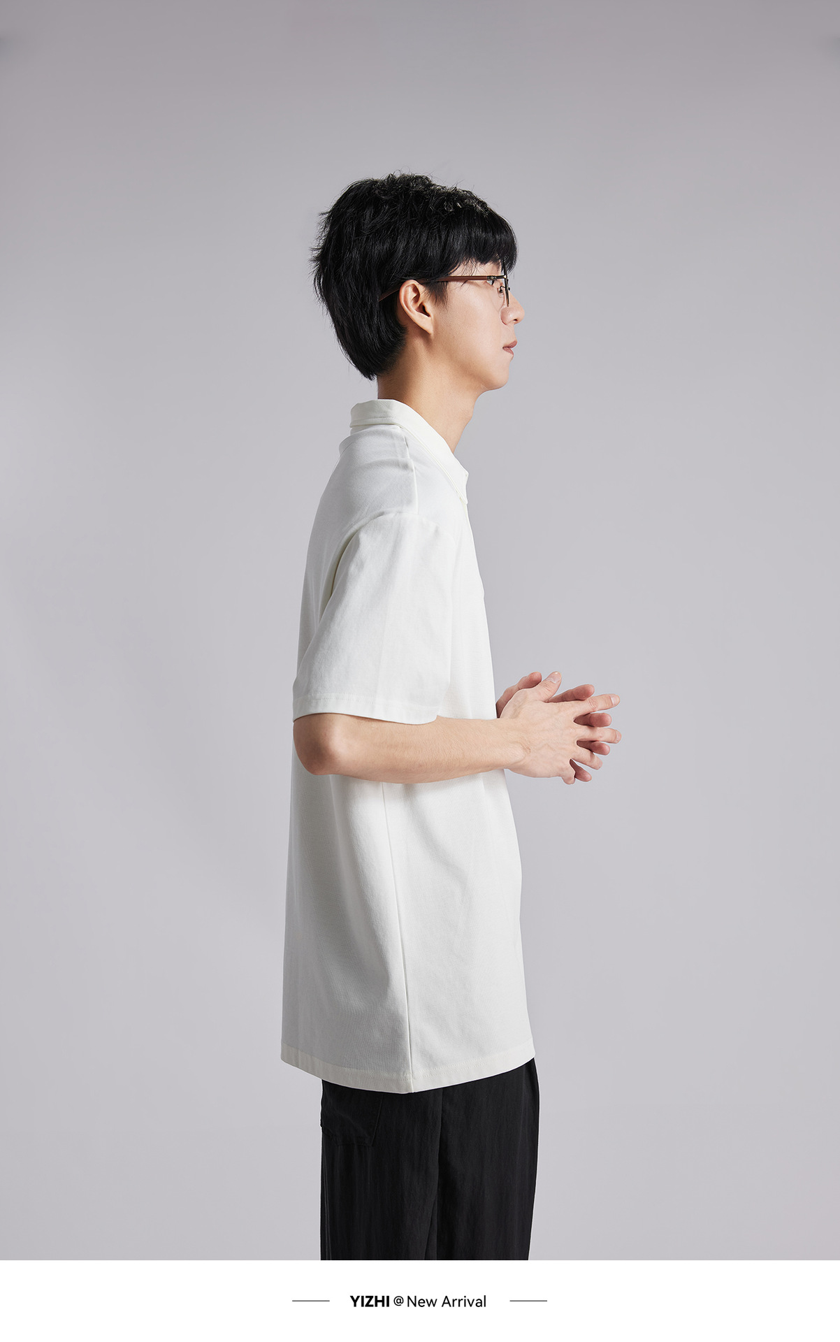 Áo polo nam cổ bẻ dáng rộng chất liệu cotton dày 220g, tay ngắn thoáng khí — đen chi tiết 11