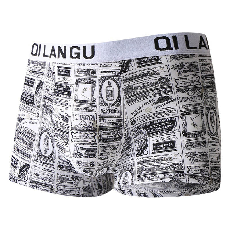 Ropa interior de seda de hielo de los hombres verano ligero Mediados de cintura juventud personalizado impreso de secado rápido transpirable Boxer shorts al por mayor