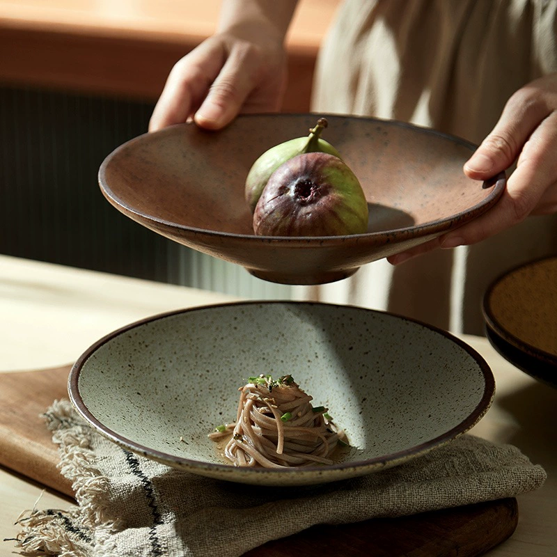 Керамическая коническая миска для лапши, креативная ретро-тарелка для холодных блюд, закусочная тарелка для дома и коммерческого использования