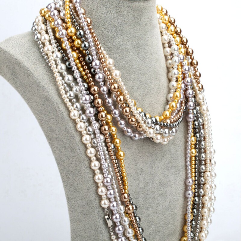 Long Foldable Multi-Layer 120cm Handmade Imitation Swarovski Pearl Women's Necklace Shirt Chain Imitation Swarovski Pearl 731