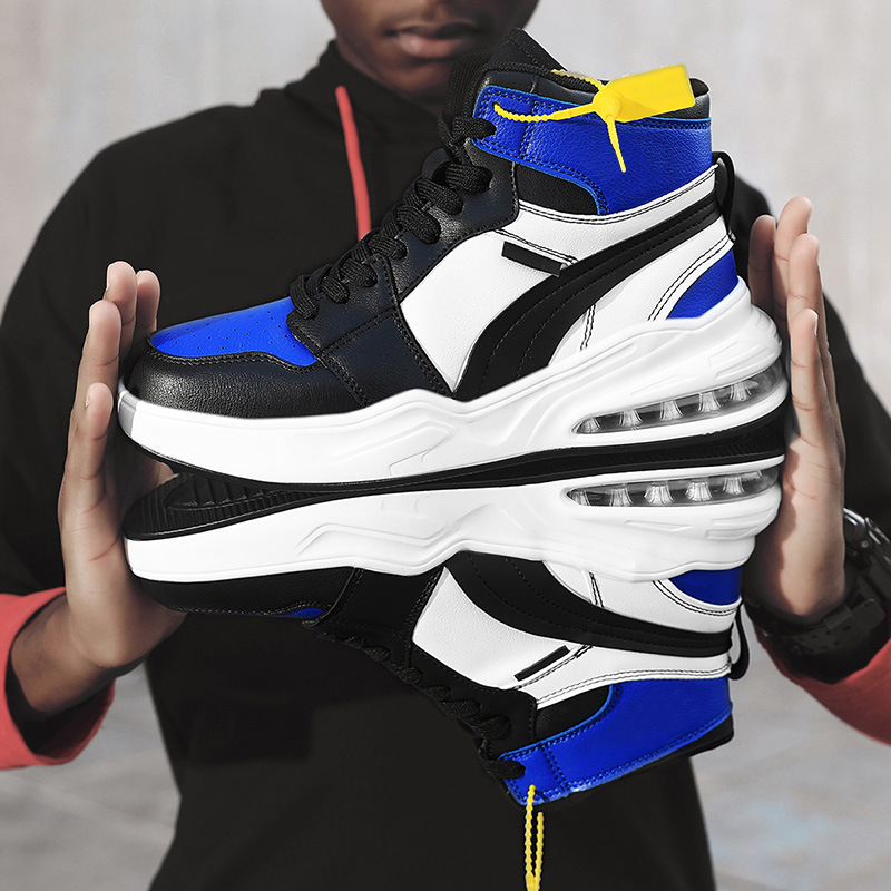 2023 new men's board shoes cross-border plus size high-top air cushion trendy men's shoes fashion combat sneaker basketball shoes
