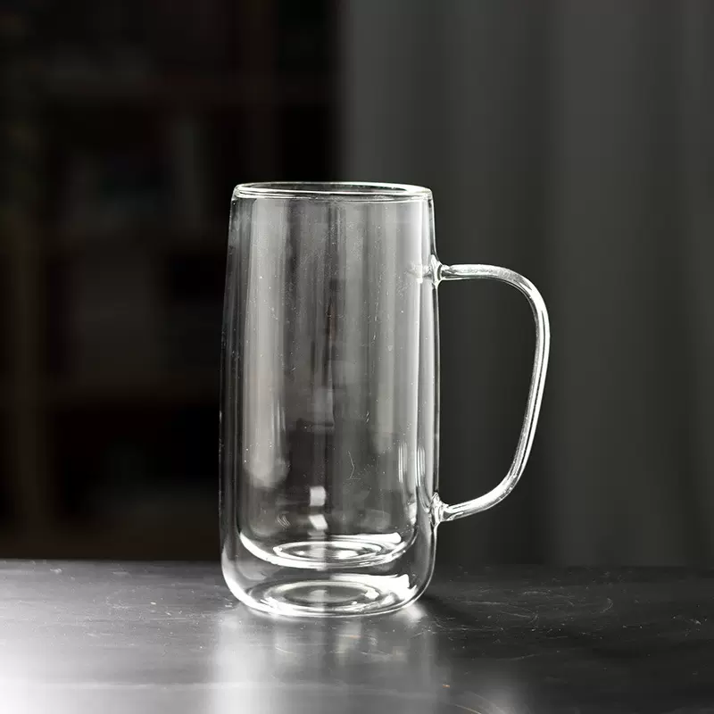 批发高硼硅玻璃杯耐热牛奶杯家用玻璃水杯带把茶杯双层玻璃咖啡杯
