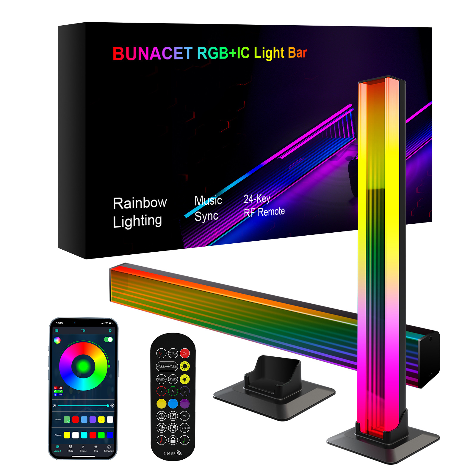 Luz ambiental LED de escritorio con espejo en capas, RGB, colorida, Bluetooth, para juegos, deportes electrónicos, lámpara de ambiente con sonido activado, lámpara de escritorio moderna.