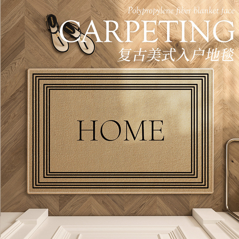 Luz de lujo americano de alto grado alfombra de la puerta de entrada interesante absorbente antideslizante resistente a las manchas hogar creativo Loop alfombra de piso de terciopelo