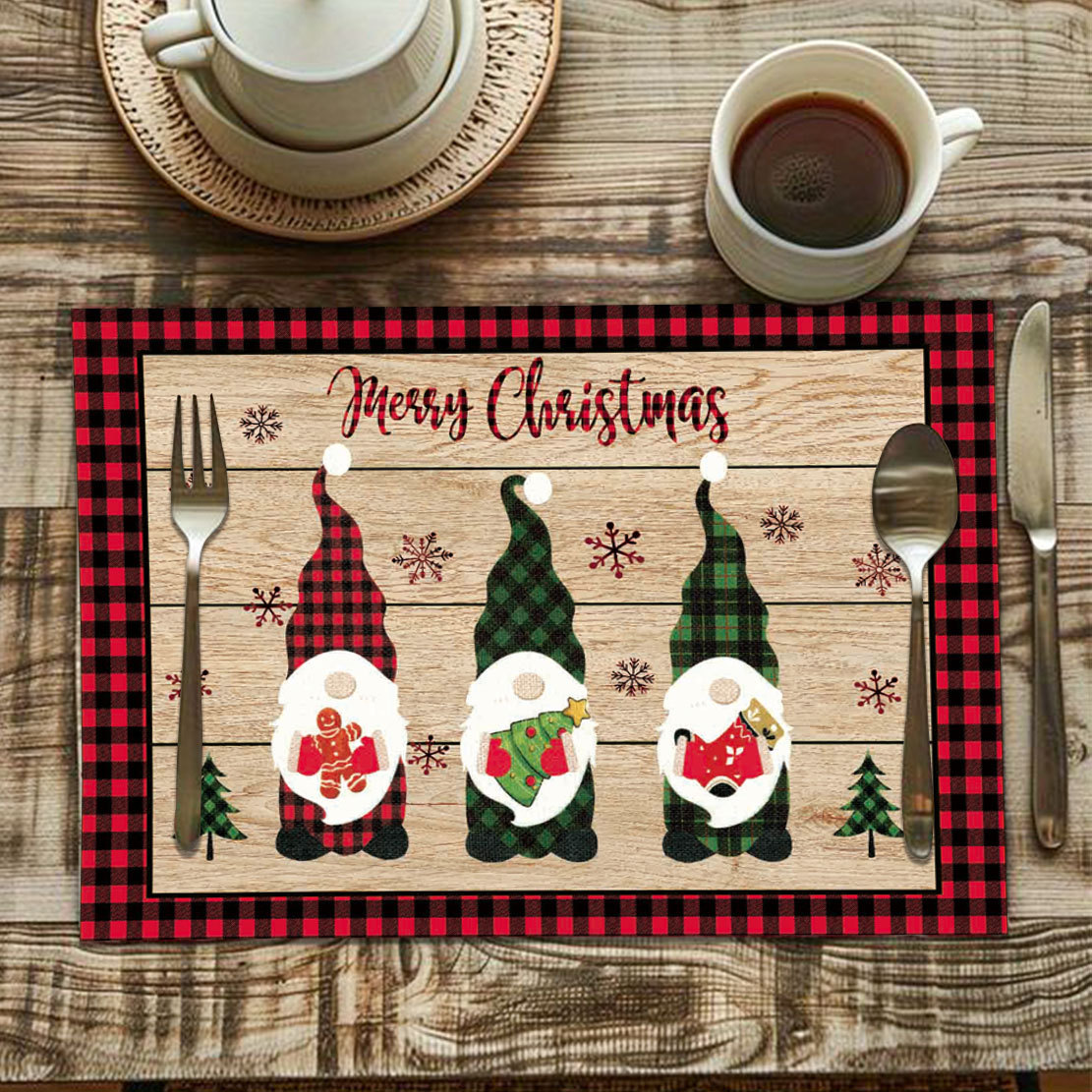 Christmas decoration placemats New style printed tableware insulation pads simple and versatile western placemats_voghion.com