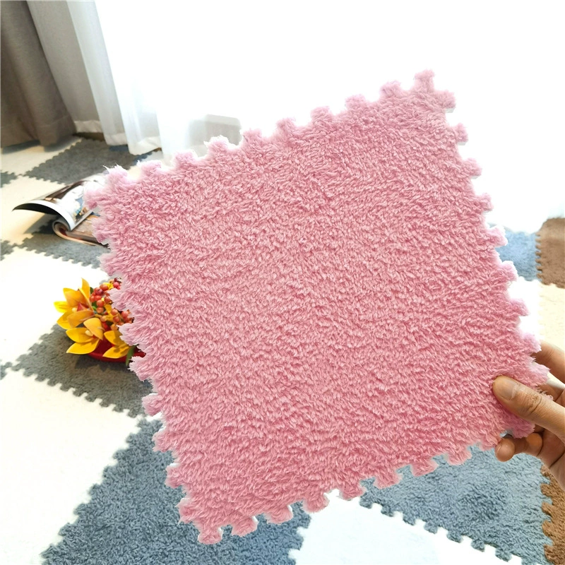 Fleece Carpet Mat, 30×30 cm, Thick Plush Interlocking Tile, Multiple Colors