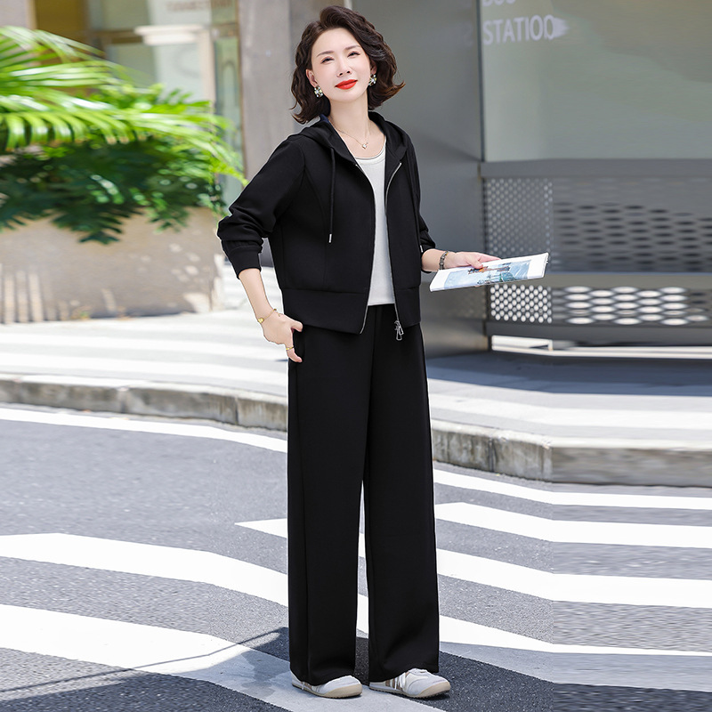 妈妈运动套装秋装洋气大码2025新款中老年人女春秋休闲外套两件套|undefined
