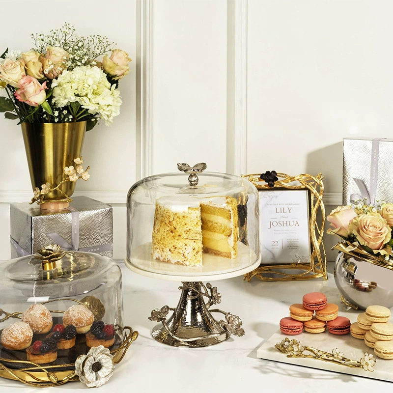 American Michael Aram White Orchid double-layer pastry stand butterfly ginkgo afternoon tea desserts plate housewarming gift