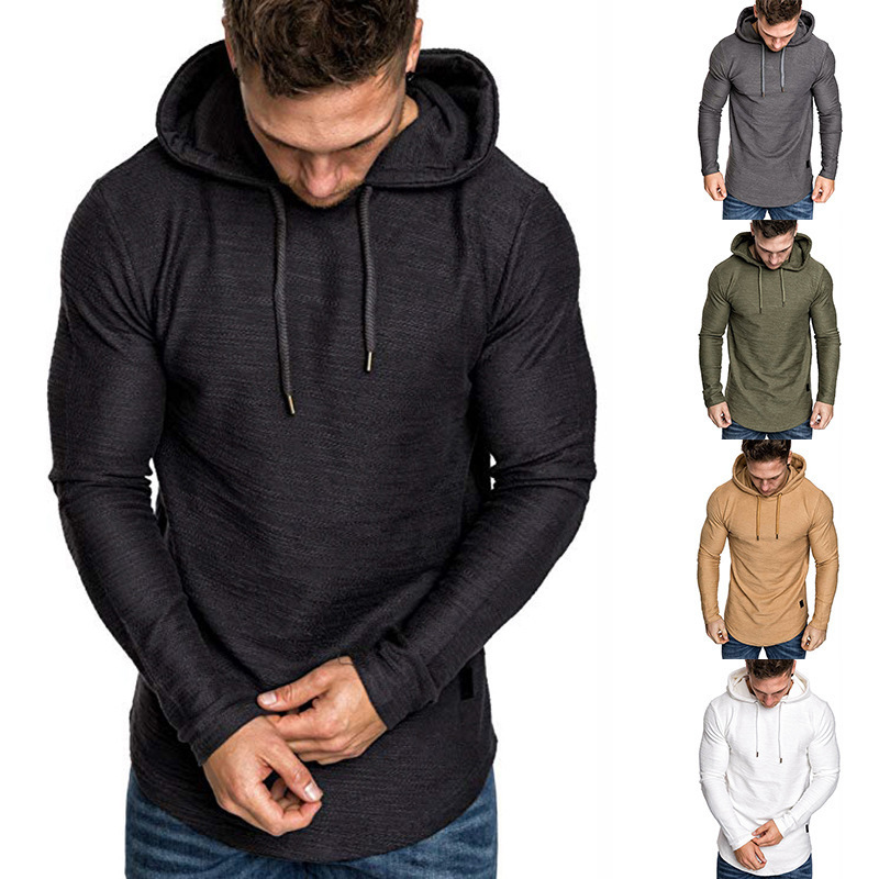 Cross-Border 2025 New Hooded Sweatshirt Men's Long-Sleeved T-Shirt European Size Casual T-Shirt Men's Pullover T-Shirt Top