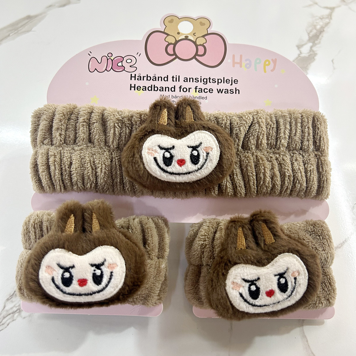 Banda de cabello de moda con tarjeta de papel dulce decoración de animales pequeños de peluche de lavado banda de cabello de dibujos animados correa de muñeca tridimensional