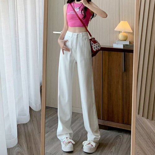 2026 Summer New Texture Bamboo Node Design Women's Trendy Brandy Drooping White High-End Casual Pants