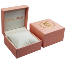 批发生产粉色手表盒塑胶胚充皮纸盒手镯盒量大从优