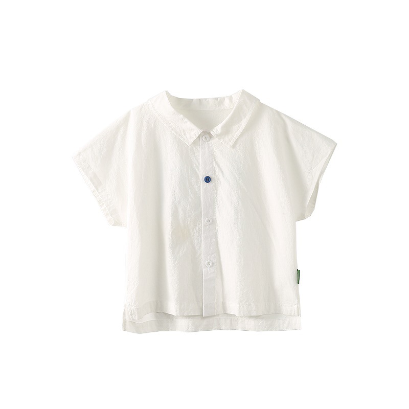 Amira 2023 summer new boy Korean short sleeve top baby sports lapel white shirt