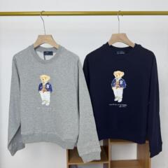 跨境/高品质RL印花小熊25年秋冬纯棉女款圆领卡通卫衣休闲女款