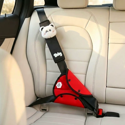 Seat belt shoulder pad — Children's Anti-Neck Strangulation Protective Cover - regulator-panda-shoulder-pads-red