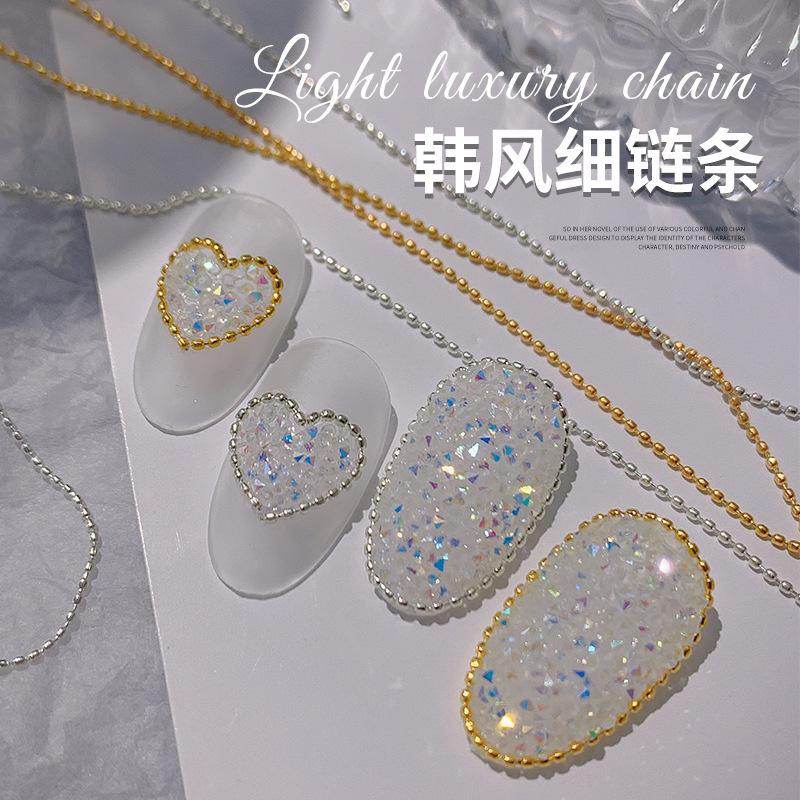 Internet Celebrity Mini Steel Ball Chain Nail Art Ris Gold and Silver Color-Preserving Metal Cuttable DIY Jewelry Accessories That Do Not Fade