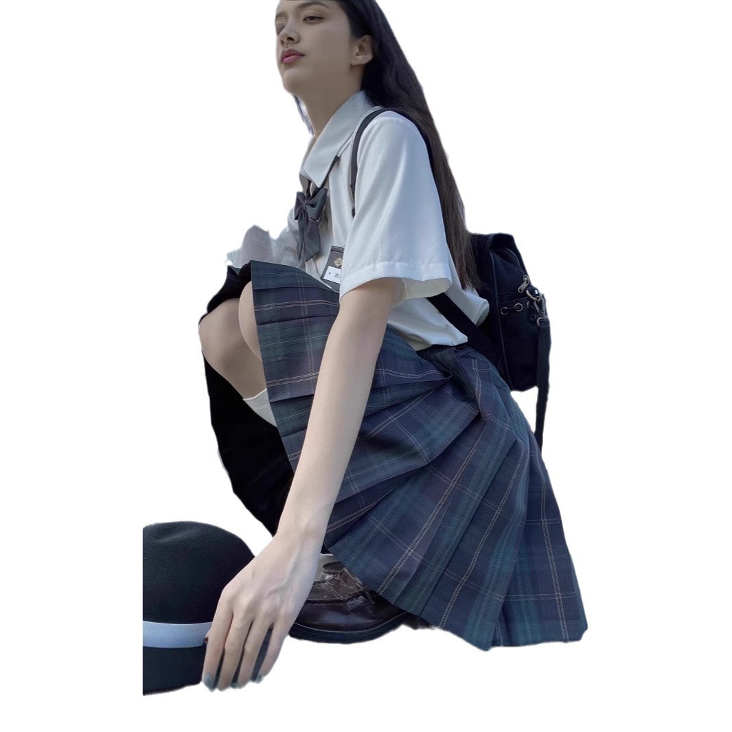 JK 유니폼 봄과 가을 슬림 핏 높은 허리 주름 치마 학교 스타일 슬리밍 올 매치 셔츠 유료 스커트 일본식 대학 스타일 세트