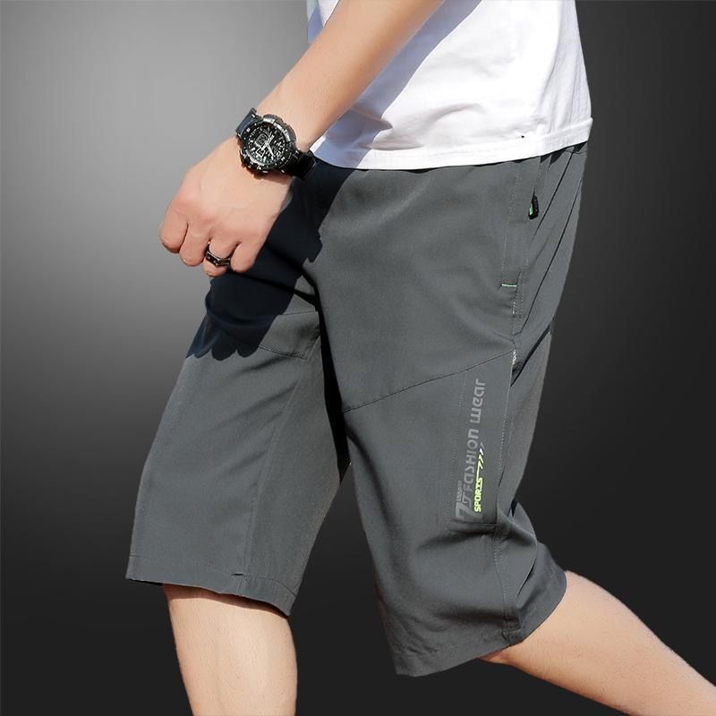 Sports Cropped Pants Men's Summer Thin Ice Silk Horse Shorts Loose Chinese and Foreign Wear Straight Loose Casual Pants for Men