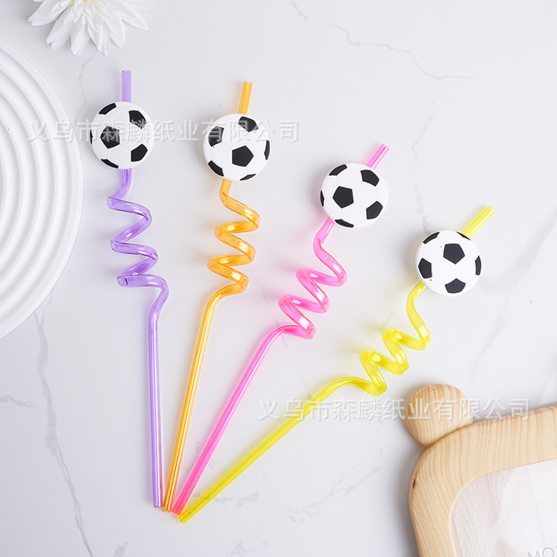 Transfronterizo Amazon dibujos animados forma paja creativa fiesta de cumpleaños decoración espiral curvado arte paja al por mayor