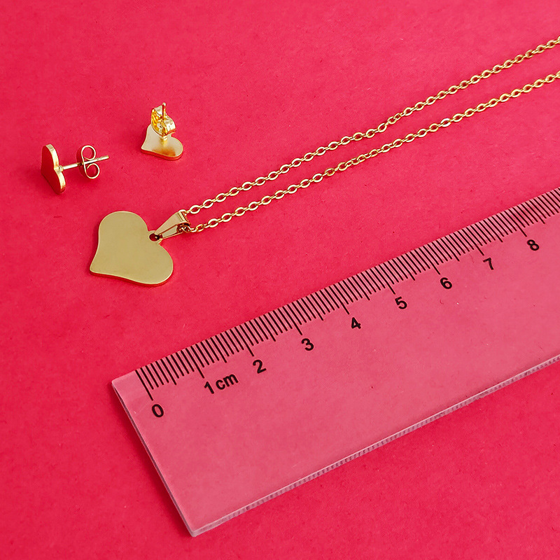 Fashion Heart Shape Titanium Steel Plating Earrings Necklace