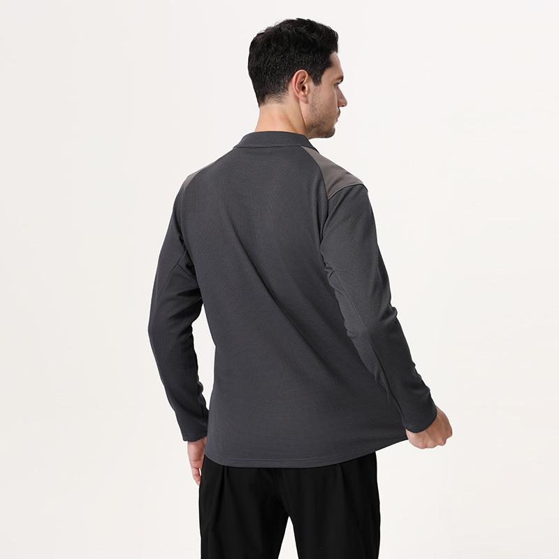 Camisa de manga larga con media cremallera para hombre lulu, ropa deportiva de secado rápido al aire libre, ropa de entrenamiento de fitness para correr, ropa de ciclismo, suéter casual