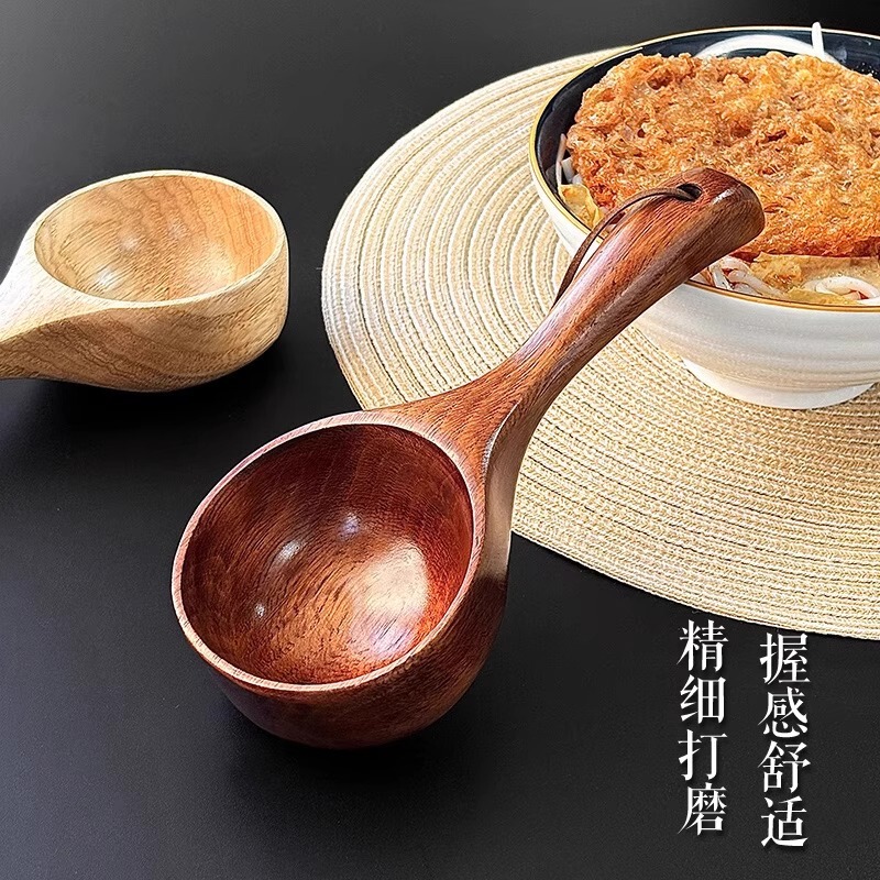 日式大汤勺吃螺蛳粉木勺子吃播网红嗦粉勺子家用长柄喝汤勺拉面勺|undefined