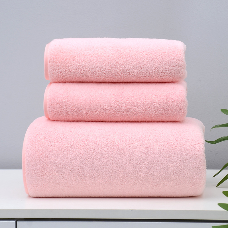 Brother Yang's same style towel and bath towel three-piece set, coral velvet set, softer than pure cotton, absorbent and thickened by 2 wool