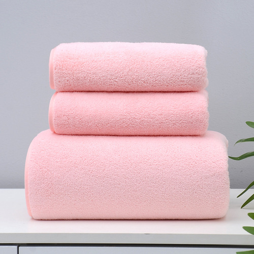 Brother Yang's same style towel and bath towel three-piece set, coral velvet set, softer than pure cotton, absorbent and thickened by 2 wool