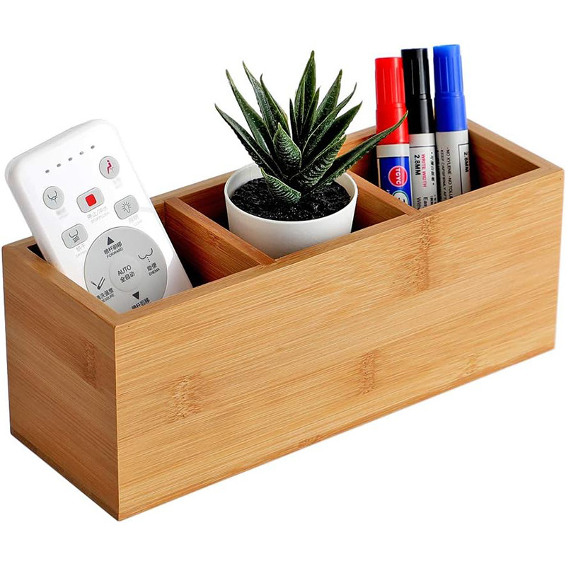Caja de almacenamiento de madera, lápiz de bambú, caja de almacenamiento de escritorio, soporte de control remoto, caja de almacenamiento de escritorio, fijación de almacenamiento de artículos diversos