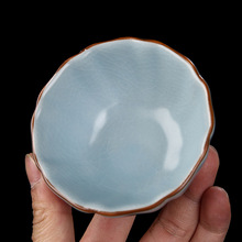 汝窑茶杯陶瓷主人单个纯色开片可养个人杯水杯家用中式大号茶盏杯
