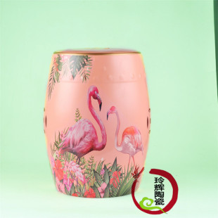 Ceramic drum stool stool drum Pier embroidered Pier parrot flower and bird ceramic drum stool new Chinese outdoor ceramic stool crane stool