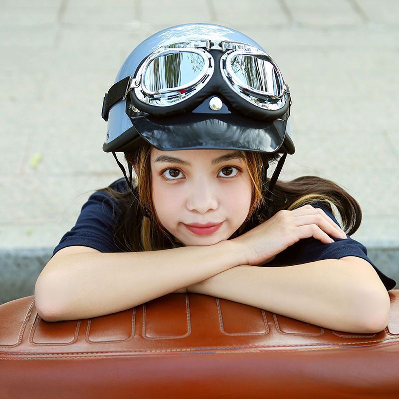 Electric Motorcycle Retro Harley Helmet 3C Half Helmet Summer Sunscreen UV Protection