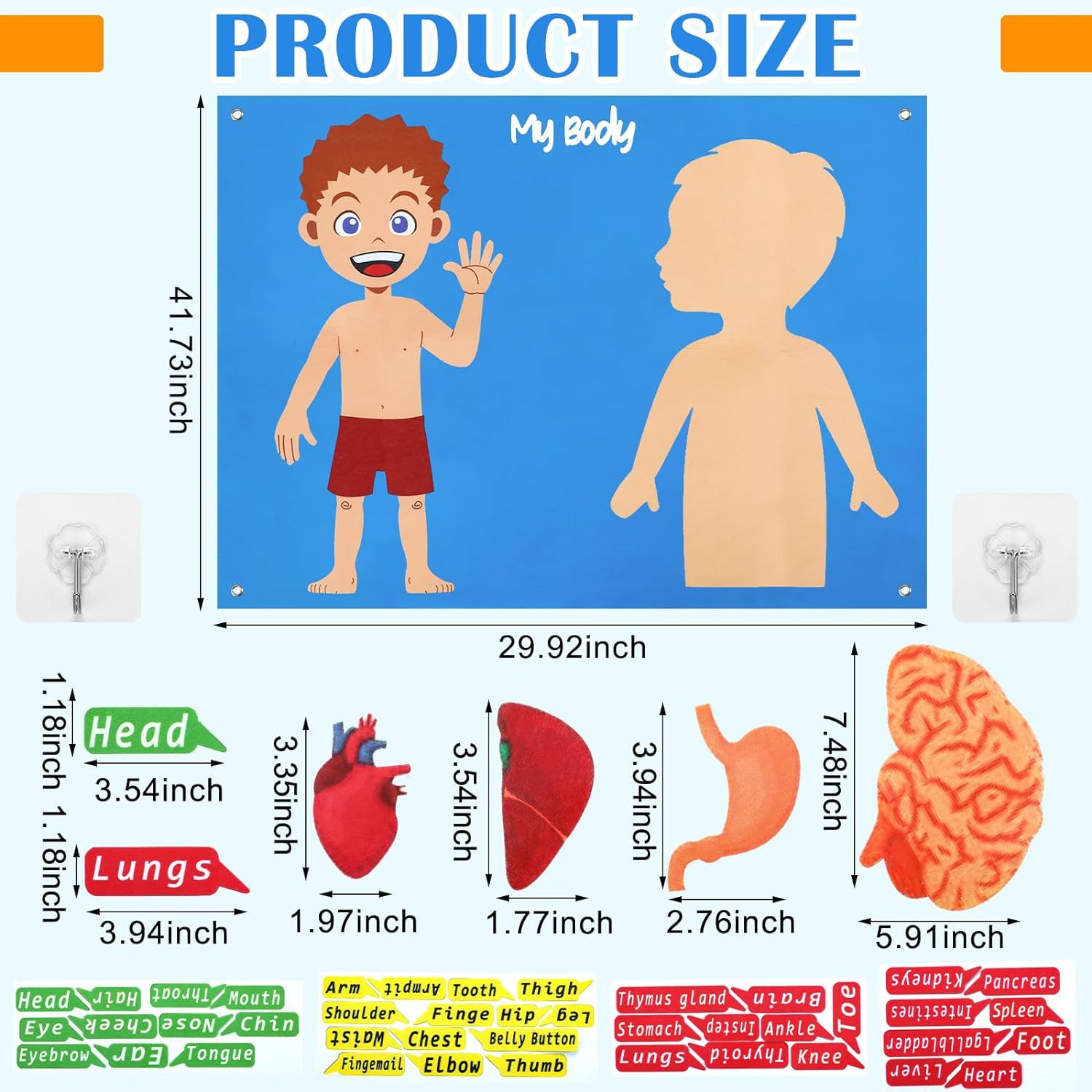 Ventas calientes de educación temprana aprendizaje de partes del cuerpo juguetes sensoriales historia de fieltro reconocimiento de partes del cuerpo tablero de enseñanza
