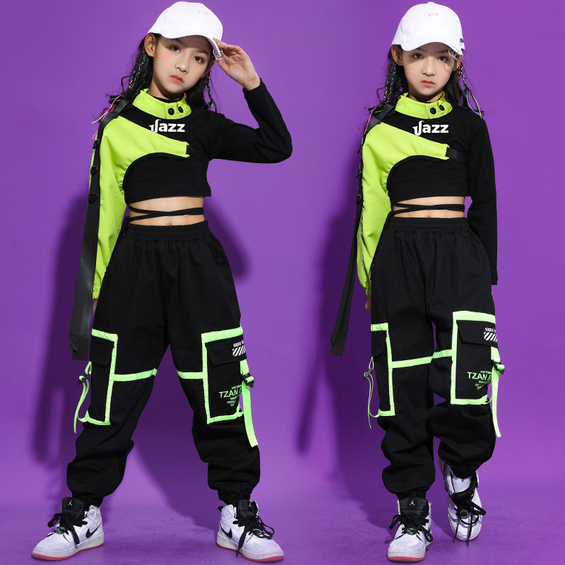 thumbnail image 1 of Traje de hip-hop para niñas Traje de baile de jazz Alojamiento de hip-hop para niños Vestimenta de pasarela para niñas Actuación de jazz, 1 of 5