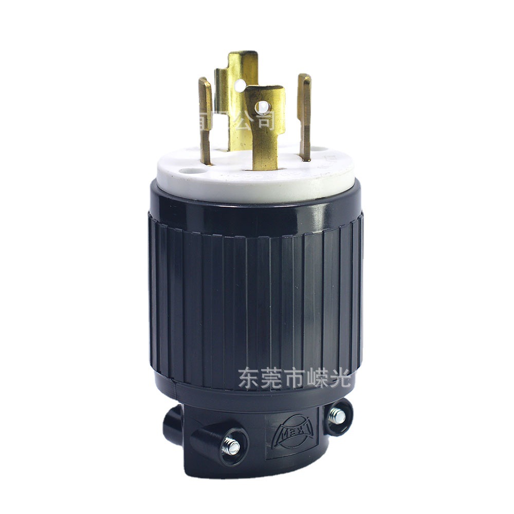 LK-6436 NEMA L17-30P 4针美国工业插头 30A 600V防脱落插头