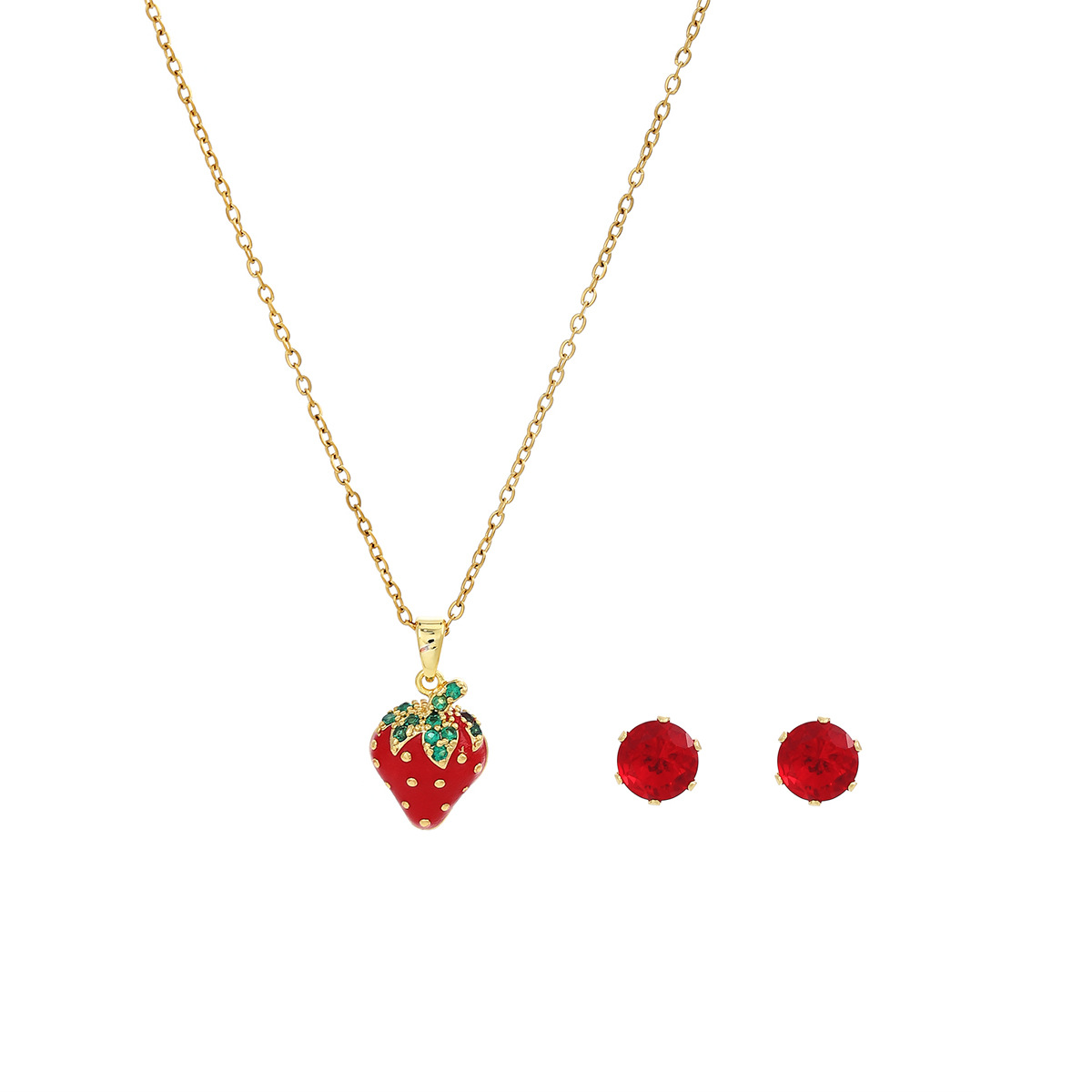Wholesale Jewelry Sweet Cherry Strawberry 304 Stainless Steel Plating Jewelry Set Cable Chain display picture 11