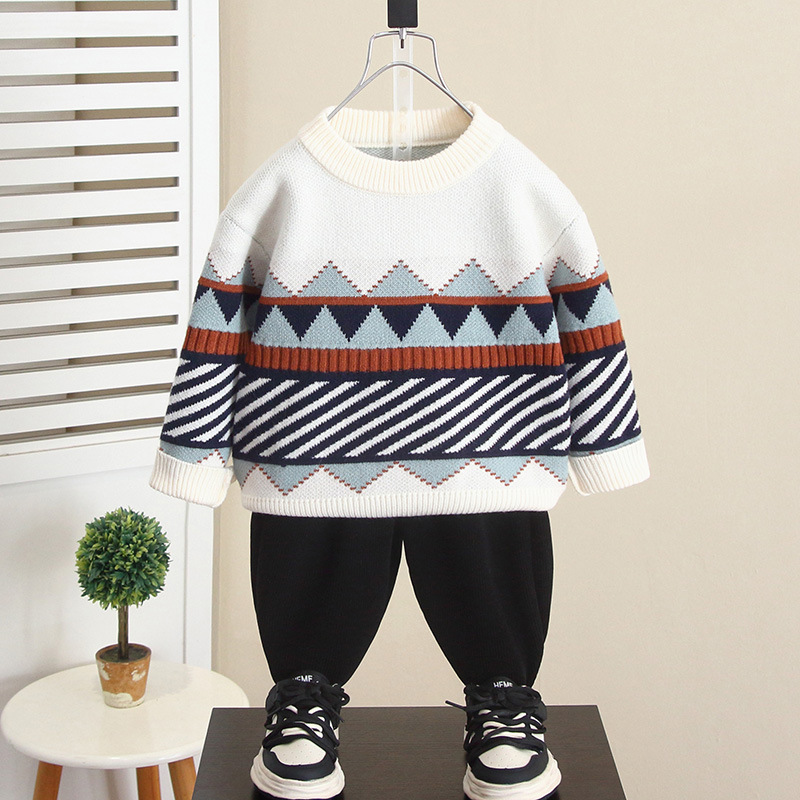 6692 Suéter para niños Otoño e invierno para niños Suéter grueso y cálido 2024 Nuevo estilo de bebé Invierno de estilo occidental