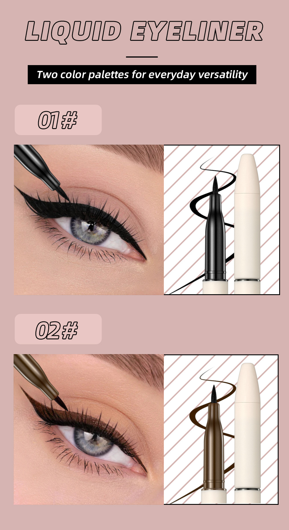 QIBEST eyeliner liquid pen is waterproof, sweat-proof, does not smudge, does not smudge makeup, and is a dark eyeliner pen that dries quickly for beginners undefined