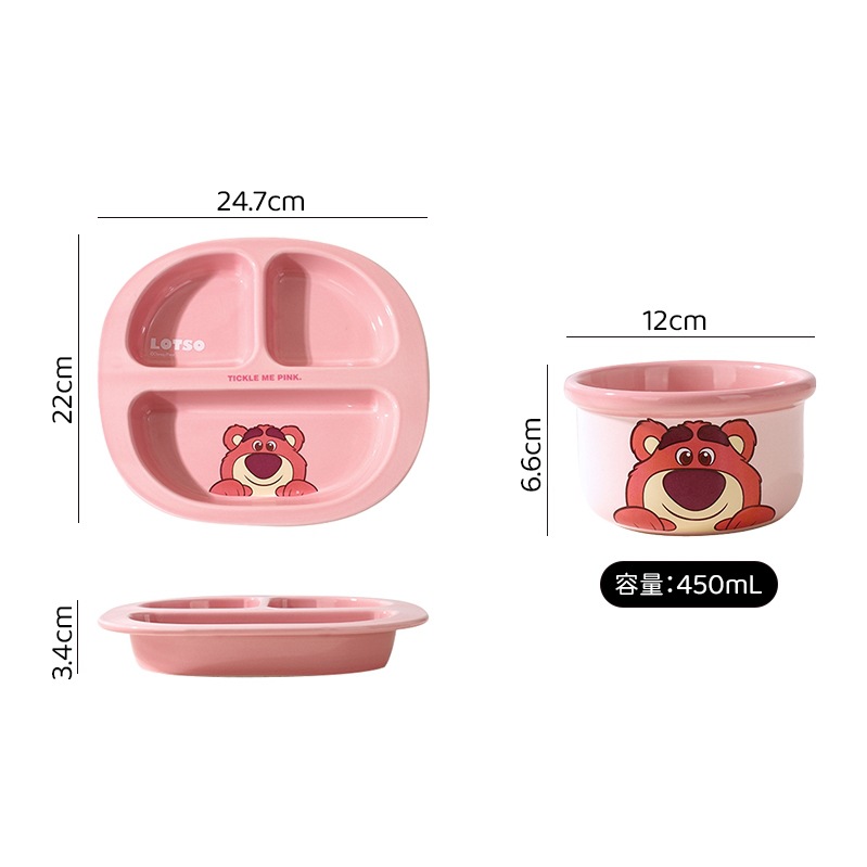 Juego de cuencos y cucharas de Disney Stitch engrosado, anti-escaldado, lindo regalo, vajilla de cerámica, cuencos para niños, envío gratis de alto valor