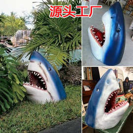 新款 Great White Shark Garden Art大白鲨园林艺术装饰树脂工艺