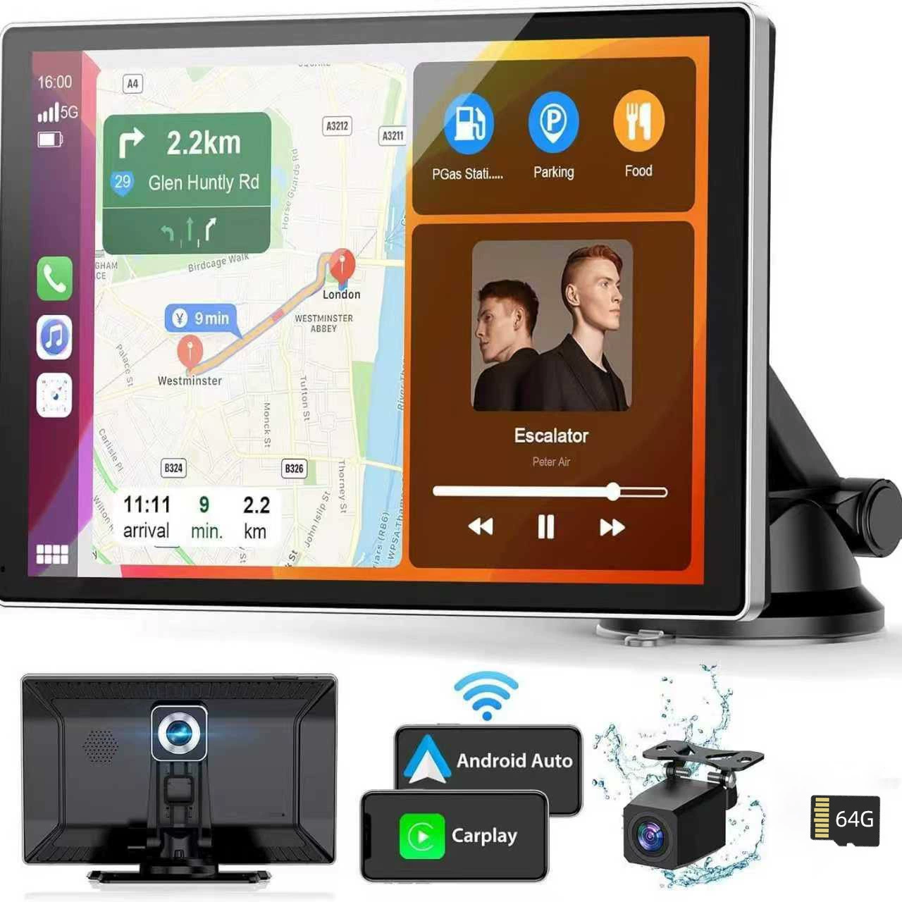 9-дюймовый портативный Carplay рекордер беспроводной Android Auto Smart Screen Автомобильная навигация MP5 плеер