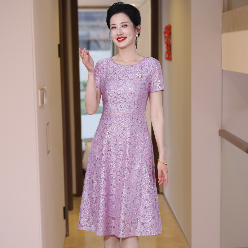 Purple Dress for Petite Mothers to Cover the Belly and Look Slimming, Suitable for Wedding Banquets, Summer, May Day Weddings, and Can Be Worn by the Mother-In-Law on a Regular Basis Purple Dress for Petite Mothers to Cover the Belly and Look Slimming, Suitable for Wedding Banquets, Summer, May Day Weddings, and Can Be Worn by the Mother-In-Law on a Regular Basis