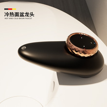 枪灰色鹅卵石台下盆浴室超矮面盆龙头冷热水全铜上喷水漱口洗脸盆