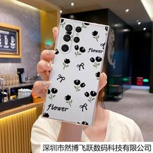 ins风花朵透明三星S24 plus手机壳蝴蝶结S25+保护套防摔GalaxyA55