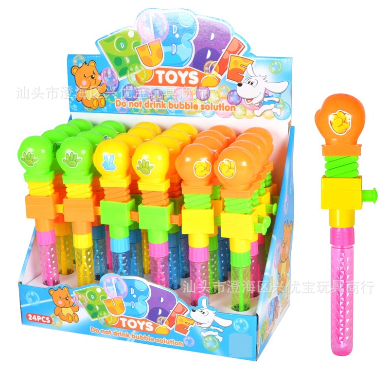 Cross-border outdoor children's bubble toy retractable boxing press switch punch hand shaking fist blowing bubble