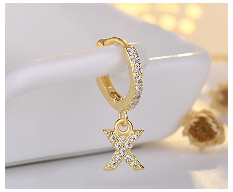 Plating Design Fashion Letter Copper Plating Zircon Drop Earrings 1 Piece