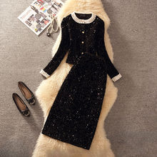 小香风套装裙女秋冬女神范时尚气质名媛高级感轻奢黑色职业两件套