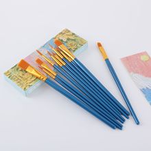 10支塑料杆画笔套装马卡龙色油画笔 水粉水彩笔美 术初学者