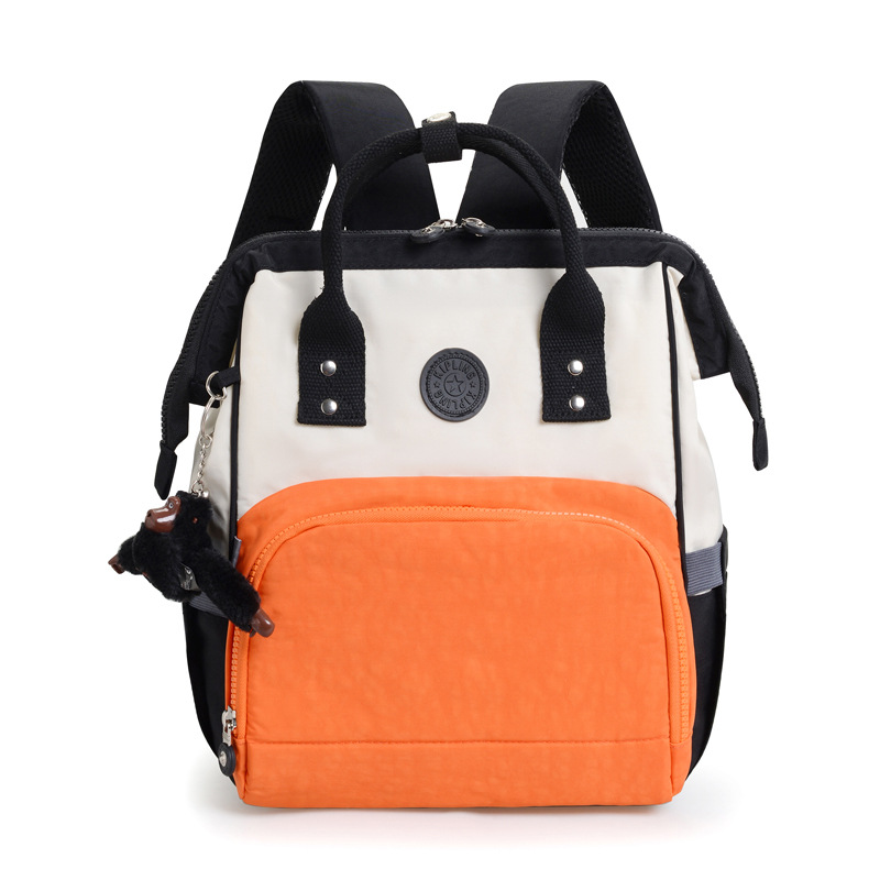 2025 nueva mochila para mujer casual kp momia bolso tela de nailon moda compras mochila con colgante de mono